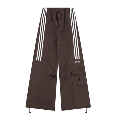 Three Bars Loose Straight Cargo Pants Men - BAGMODA