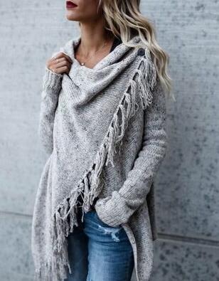 Pullover Mittellang Modisch Quaste Damen