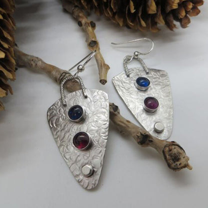 Pendientes geométricos asimétricos creativos hechos a mano para mujer