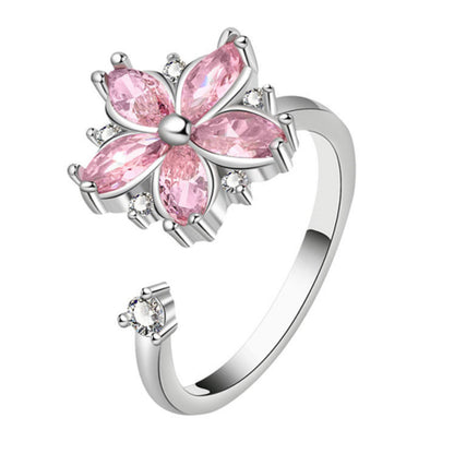 Nuevo anillo giratorio femenino de circonita y cereza