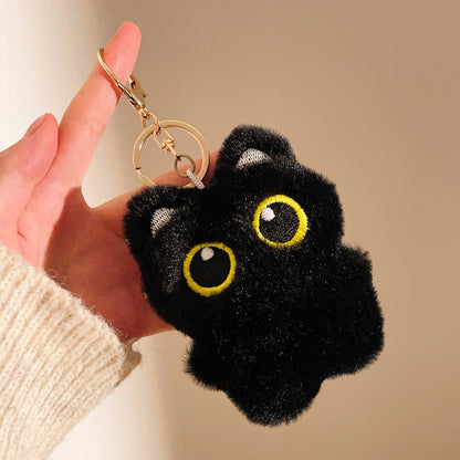 Llavero de peluche con colgante de mochila de gato negro