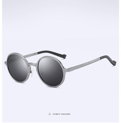 Aluminium-Magnesium-Sonnenbrille, Vollformat, für Herren und Damen, runder Rahmen