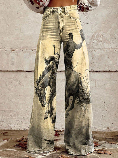 Horn Simulation Denim Hose Lose Hosen Für Frauen