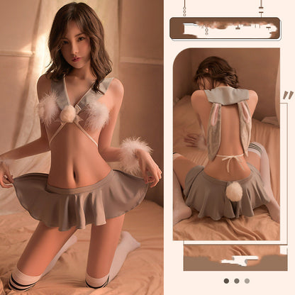 Erotische Dessous Emotionale Brust Hohl Krawatte Student Bunny Uniform Anzug Versuchung