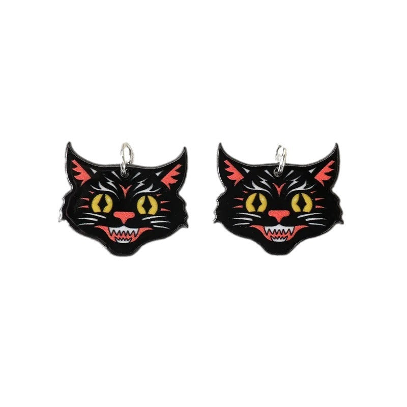 Halloween Acrylic Banjo Cat Pendant