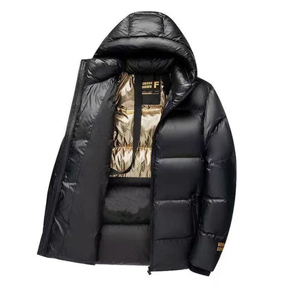 Kurze warme Steppjacke für Herbst und Winter für Herren und Damen, gleicher schwarz-goldener Wintermantel