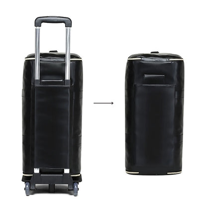 Bolsa de viaje plegable con ruedas alargadas y gran capacidad, color negro