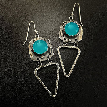 Pendientes geométricos asimétricos creativos hechos a mano para mujer
