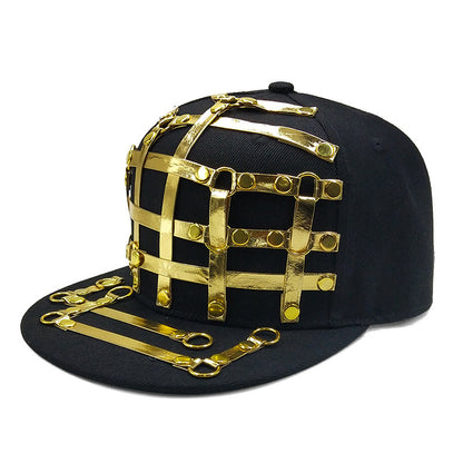Gorra plana estilo hip hop de cuero en forma de T, estilo punk europeo y americano, para hombres y mujeres