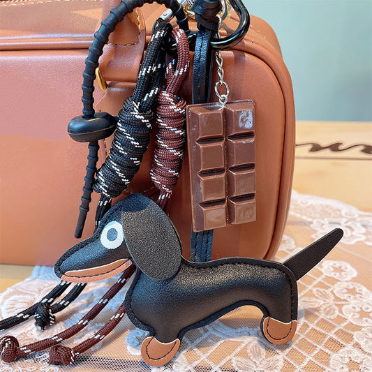 Retro Sausage Puppy Car Key Ring