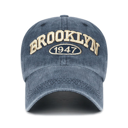 Gorra con visera bordada con letras lavadas retro para hombre, con protección solar para primavera y verano