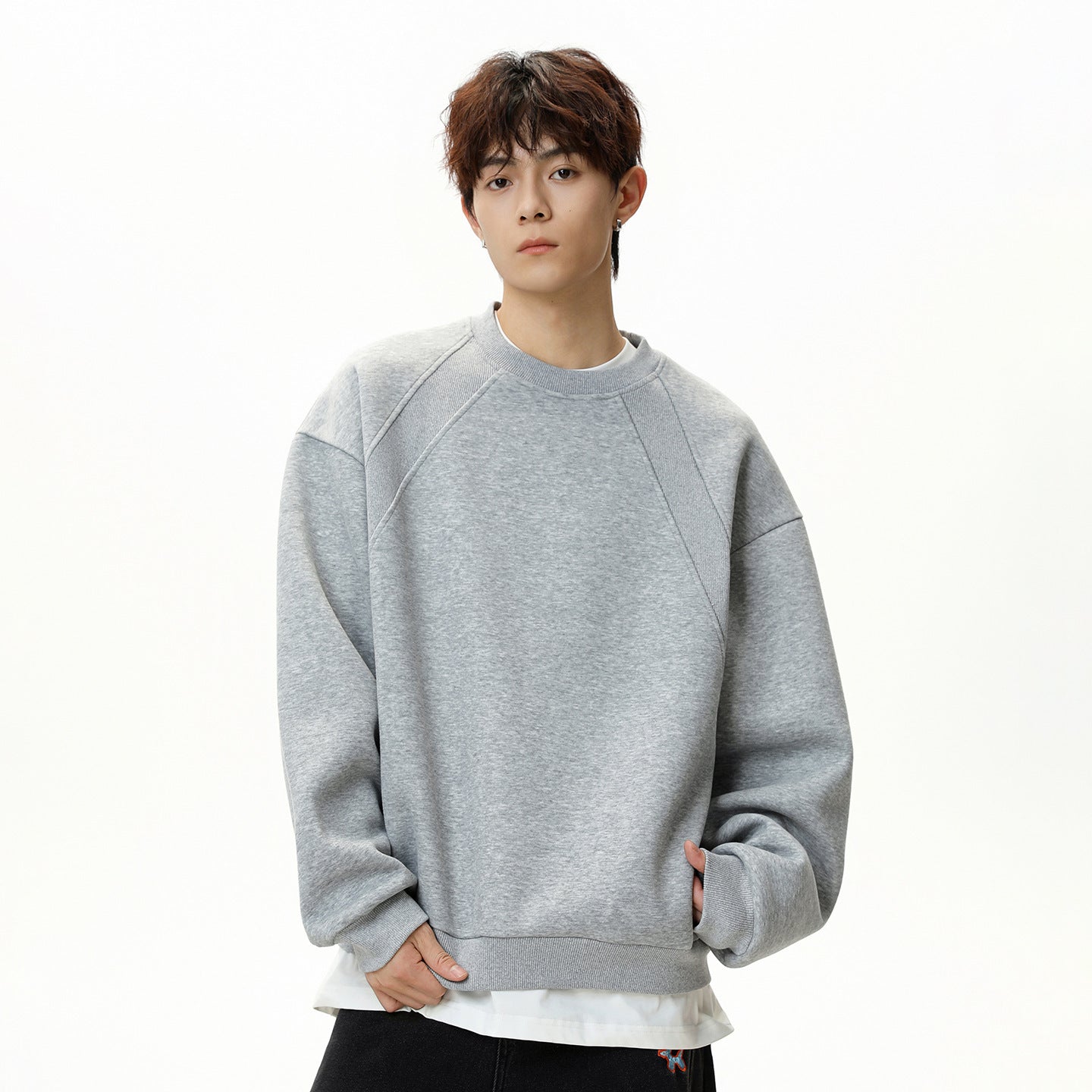 Heavy Space Cotton Round Neck Sweater Men's Autumn