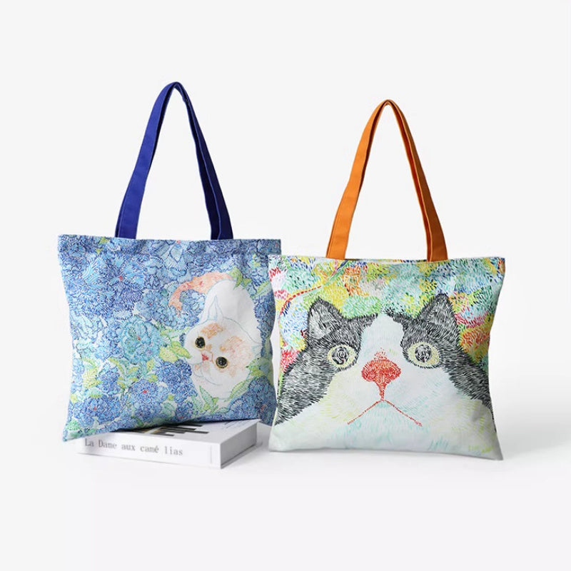 Cat Illustration Canvas Bag