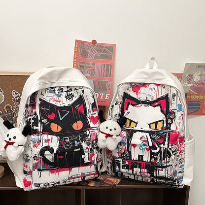 Personalisierter Graffiti-Rucksack im Harajuku-Stil für Mädchen, einfach, passend