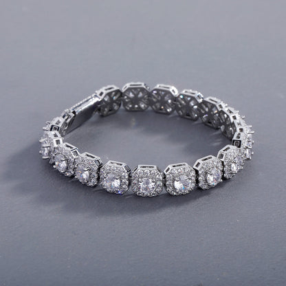 Pulsera cubana de moda para hombre con circonitas