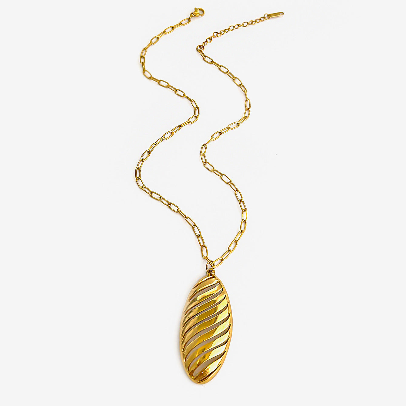 New Stainless Steel Butterfly Flower Oval Leaf Pendant Exaggerated Style Female Necklace