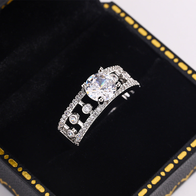 Dewdrop Hollow-out Anti-moissanite Ring High-grade Special Interest Light Luxury