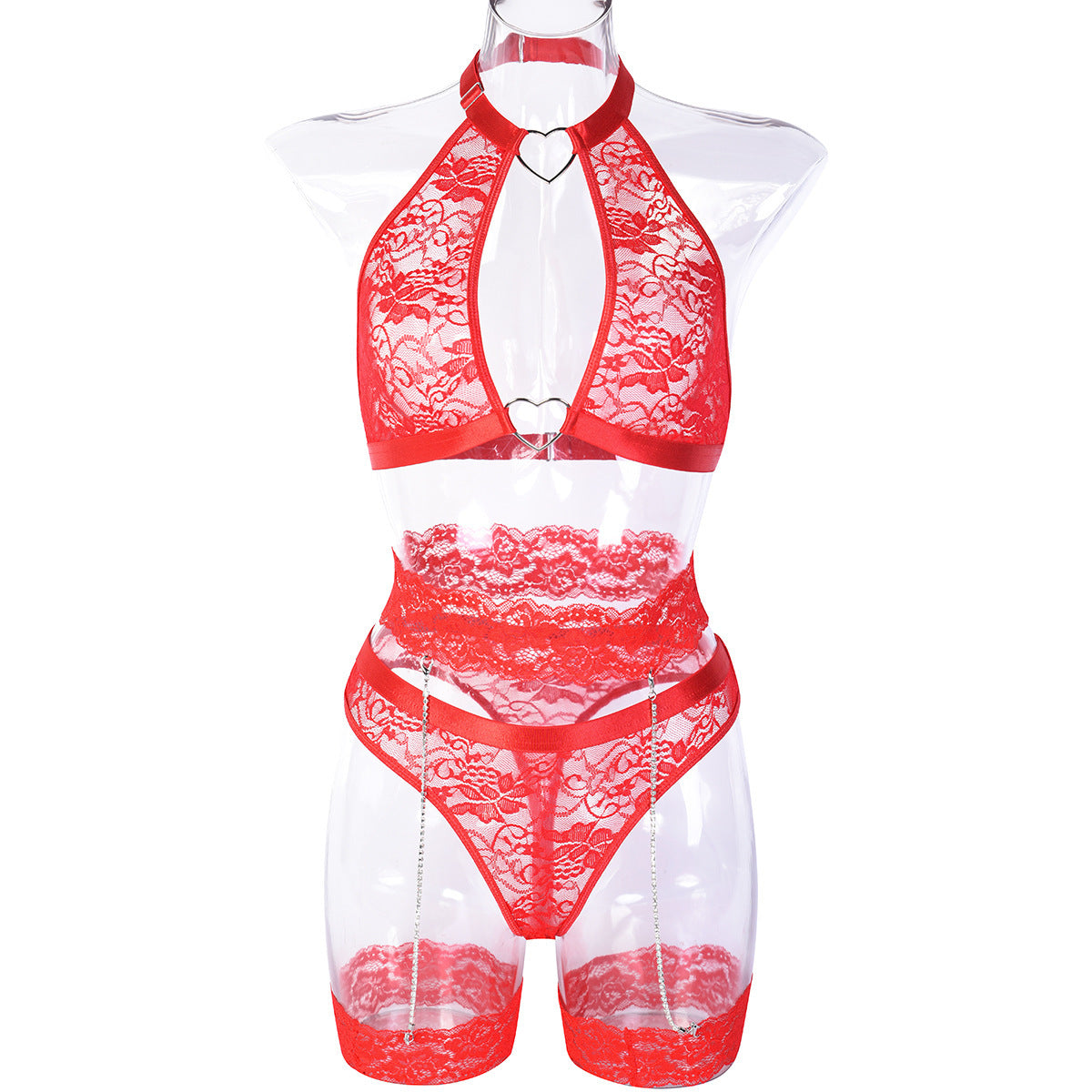 Europe And The United States Erotic Underwear 5-piece Set Express Burst Lace Exquisite Chain Stitching