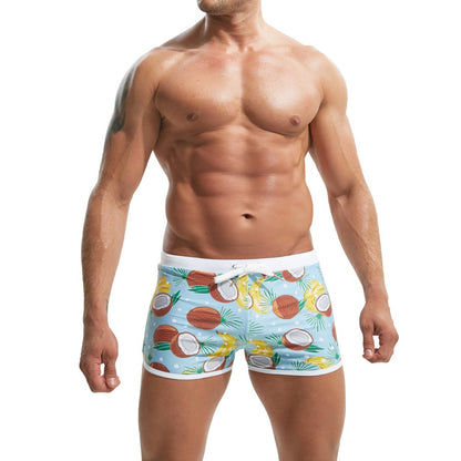 Summer Men's Nylon Printing Swim Briefs