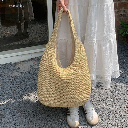 Bolso de playa tejido de un solo hombro para vacaciones en la playa
