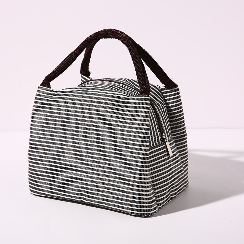 Portable Striped Aluminum Foil Insulation Bag Lunch Bag