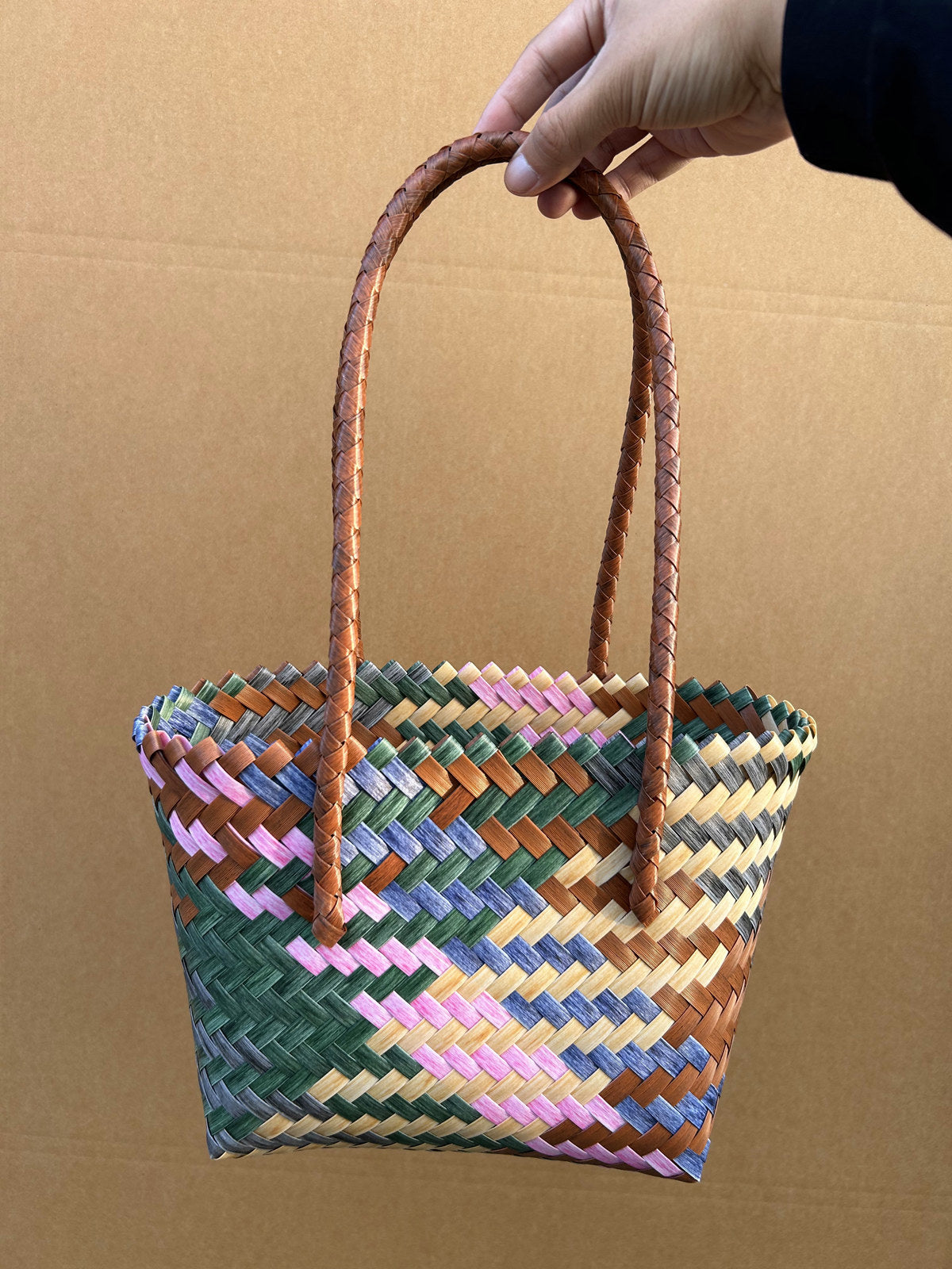 Vintage Stripe Sausage Dog Woven Bag