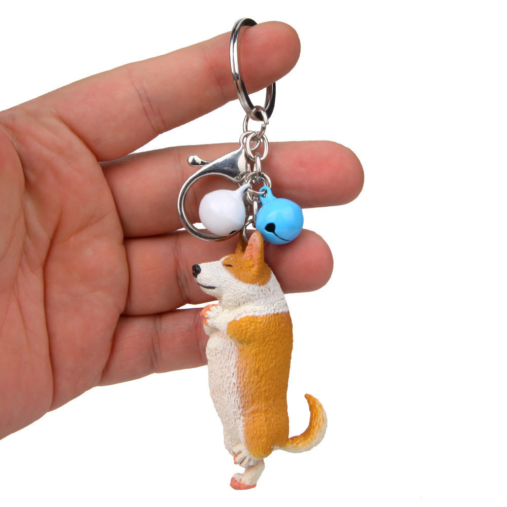 Yoga Dog Independent Corgi Bell Climbing Keychain