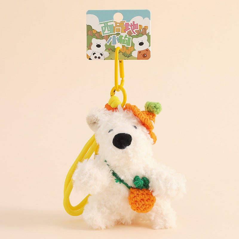 Creative Cartoon Plush West Highland Puppy Dog Keychain