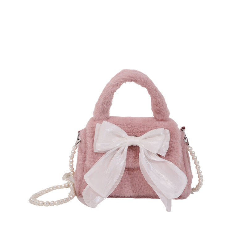 Plush Bag Commuter Pearl Hand Shoulder Messenger Bag