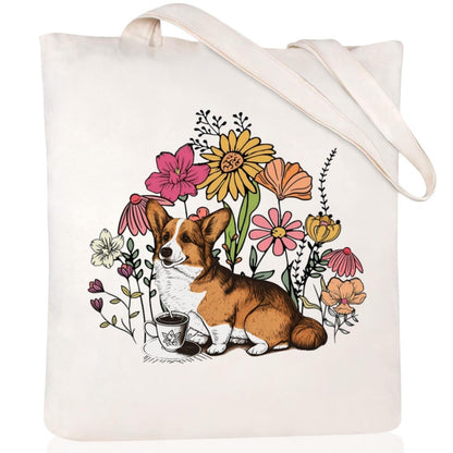 Cartoon Cat Printed Canvas Shoulder Bag