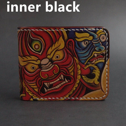 Erste Schicht Rindsleder Handgefertigte Leder Carving Brieftasche Kurze Karpfen Paar Geschenk