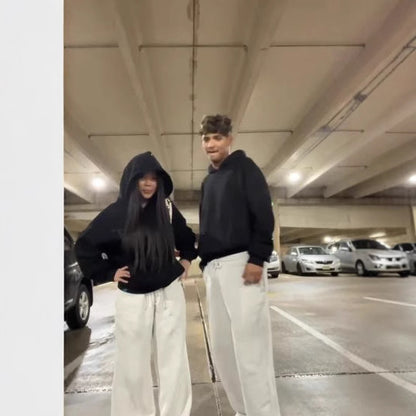 Sudadera de manga larga para pareja con estampado de perforación en caliente