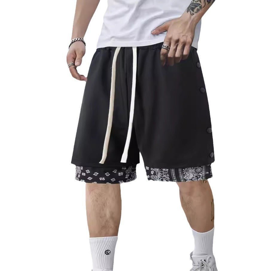 Slim Fit Drawstring Double Breasted Cropped Pants For Men - BAGMODA