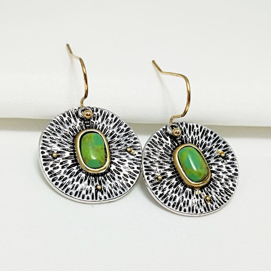 Retro Creative Turquoise Color Separation Earrings