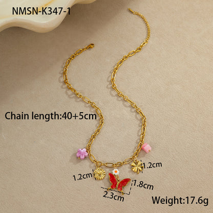 Collar de acero inoxidable con colgante estilo océano para mujer