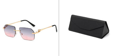 Rahmenlose Leoparden-Sonnenbrille mit Besatz für Männer und Frauen