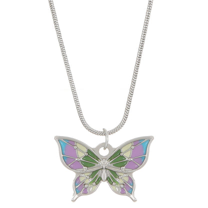 Collar de aceite colorido Ins con cadena de clavícula para novias con mariposas