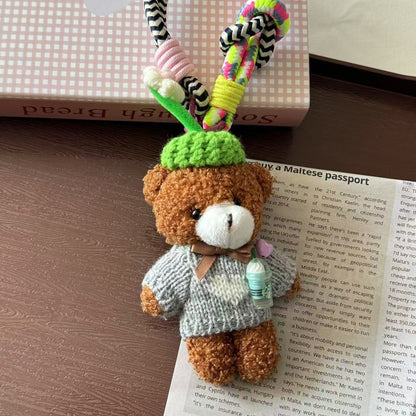 Correa para teléfono móvil de moda con colgante de oso de dibujos animados
