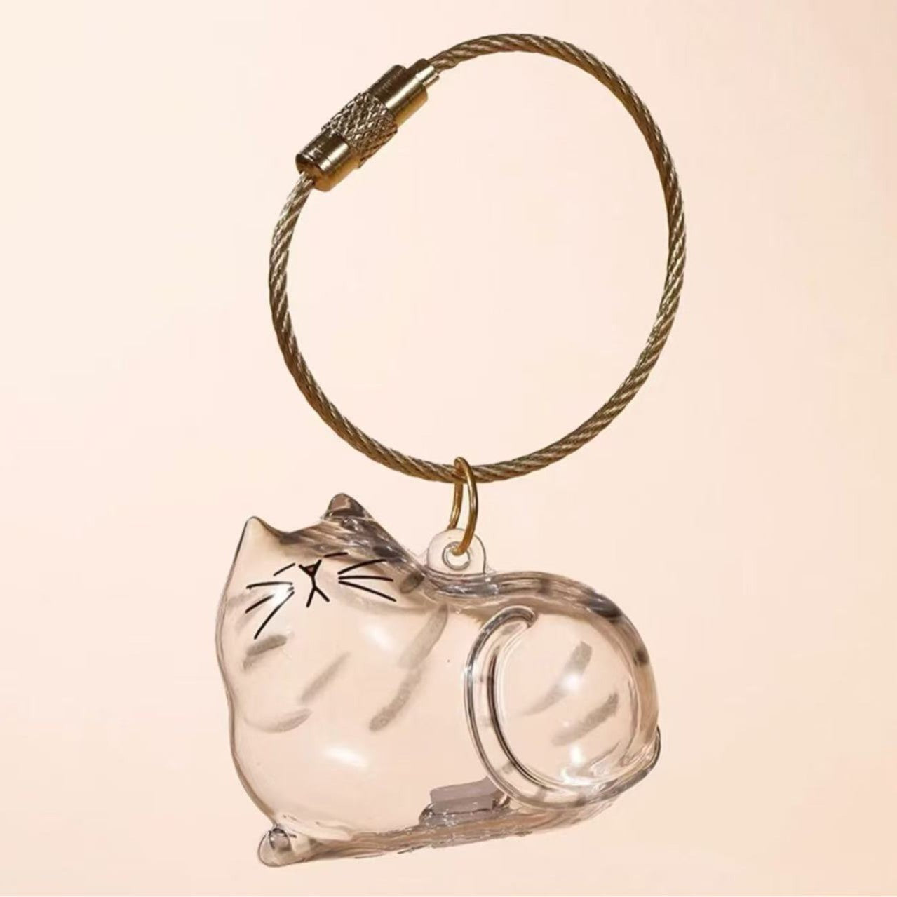 Transparent Cat Hair Storage Box Charm Commemorative Keychain