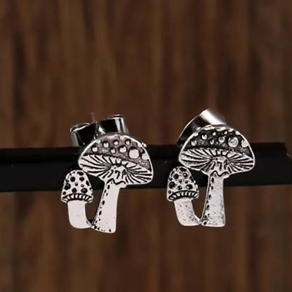 Pendientes de aleación con forma de hongo retro, sencillos y a la moda.