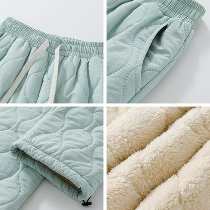 Retro Rhombus Verdickte Baumwollhose Herren Und Damen Warme Hose Mit Geradem Bein