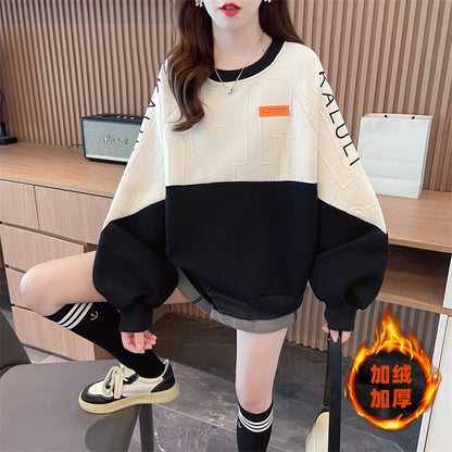 American Retro Kontrastfarbenes Sweatshirt Damen