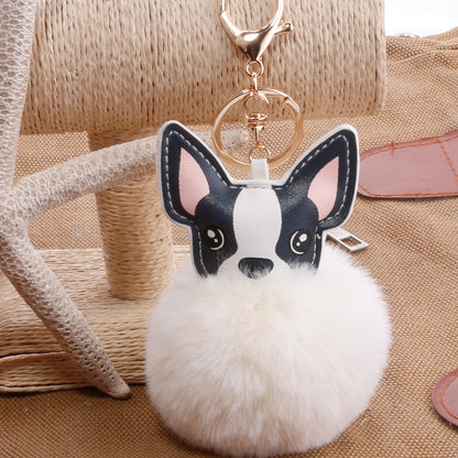 Colgante de llave con forma de bola de plumas de cachorro de PU
