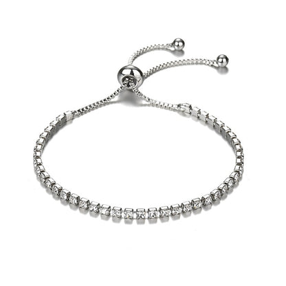 Pulsera de cristal de lujo de color plateado con dijes infinitos ajustables para mujer, joyería de moda.
