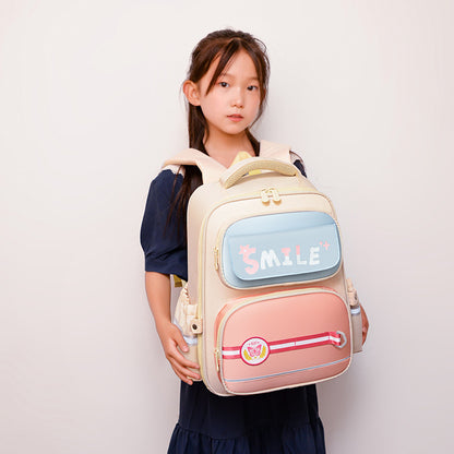 Mochila escolar infantil de estilo británico con letras de dibujos animados