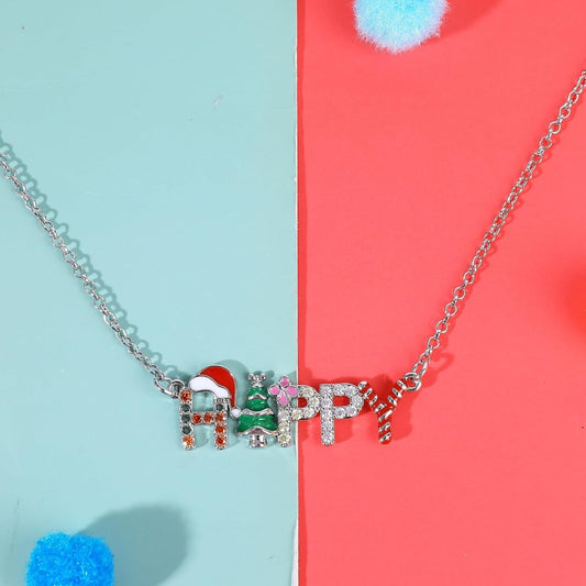 Nuevo y creativo collar con letras de Papá Noel y árbol de Navidad
