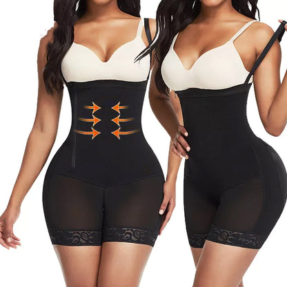 Schwarze einteilige Shapewear zur Bauch- und Hüftstraffung für Damen