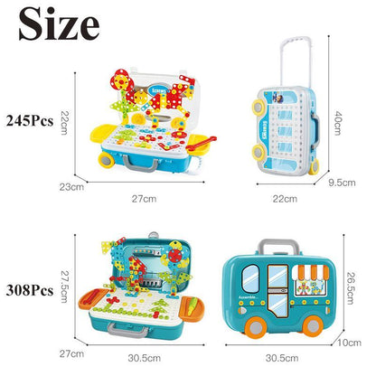 132/308Pcs Kinder Elektrische Bohrer Spielzeug DIY Pädagogisches Puzzle 