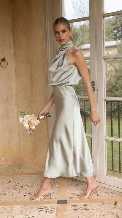 Vestido de verano sin mangas con cuello halter, estilo elegante y elegante, para mujer.