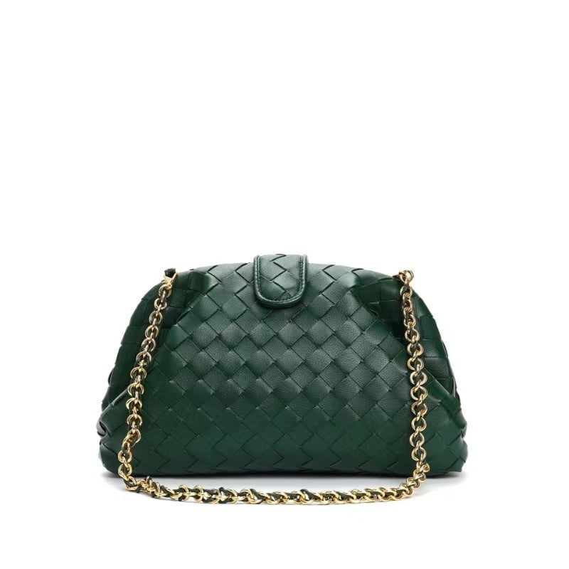Genuine Leather Woven Shoulder Bag